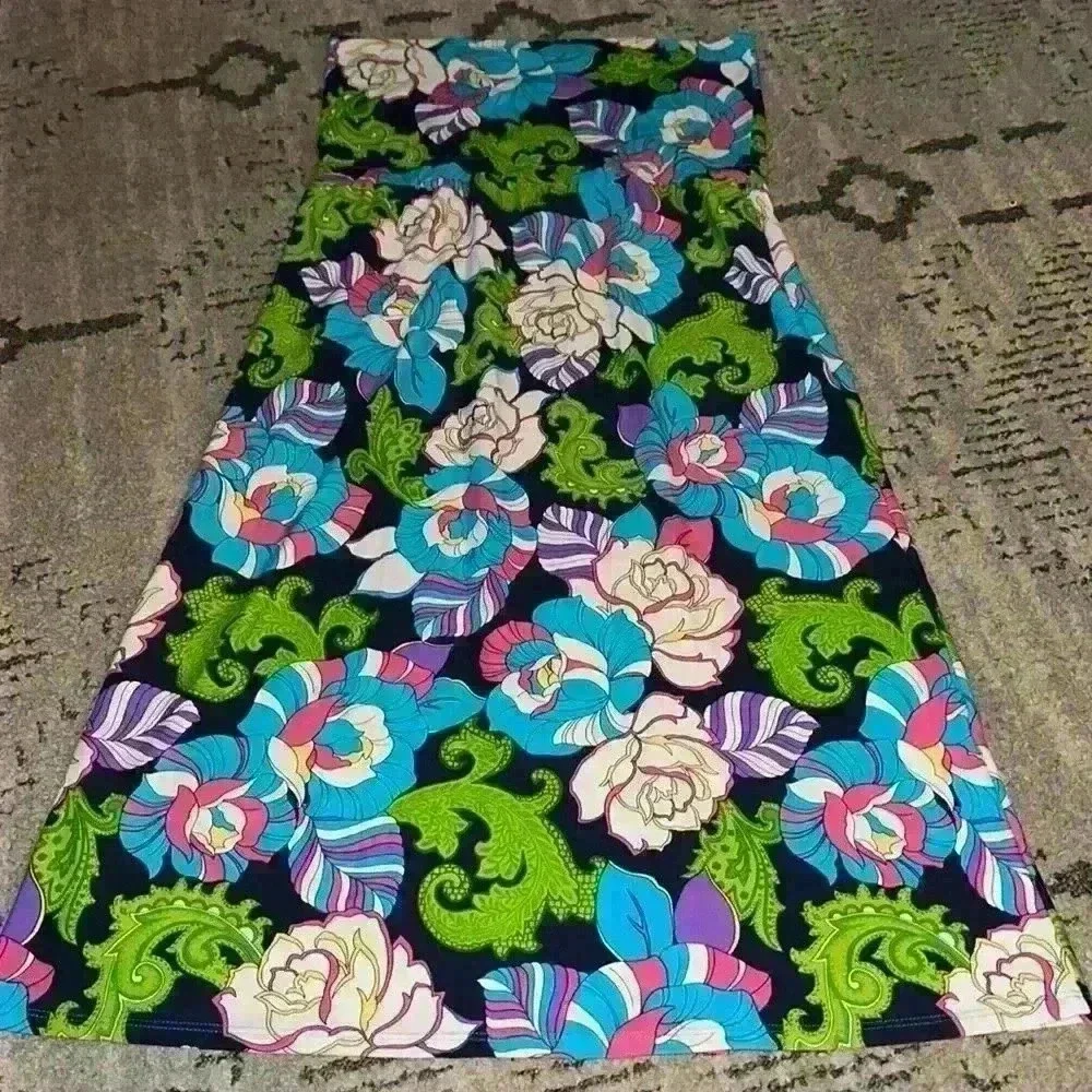 Jude Connally‎ Maxi Skirt/ Strapless Dress size L tropical colorful